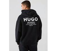 HUGO Blue Nazardo Oversized International Logo Hoodie, Black, Size M, Men Black