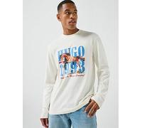 HUGO Blue Nevalon Horse Graphic Long Sleeve T-Shirt, White, Size L, Men White