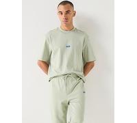 HUGO Mens Nieros Cotton-Jersey T-Shirt with Blue Logo Patch