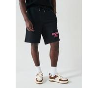 HUGO Blue Nomario Oversized International Logo Jersey Shorts - Black, Black, Size L, Men Black