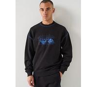 HUGO Sweatshirt Nothalic - Cotton-terry logo with contrast stitching - Black S