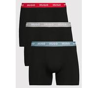 HUGO Bodywear 3 Pack Triplet Metalic Waistband Boxer, Black, Size M, Men Black