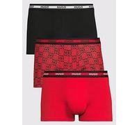 HUGO Bodywear Printed 3 Pack Trunks, Red, Size Xl, Men Red