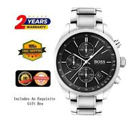 HUGO BOSS 1513477 MEN'S STAINLESS STEEL WATCH BLACK DIAL 44MM