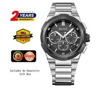 HUGO BOSS 1513478 MEN'S STAINLESS STEEL WATCH SILVER DIAL 44MM