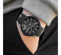 Hugo Boss 1513716 Velocity Chronograph Men's Watch - Black Rubber Strap, Black Dial, Silver Case