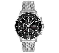 Hugo Boss 1513904 Admiral Black Dial Silver Mesh Bracelet Watch for Men