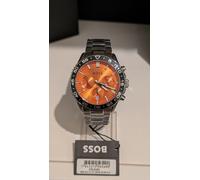 HUGO BOSS 1514162 MEN'S RUNNER SILVER WATCH - ORANGE FACE STAINLESS STEEL. NEW