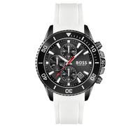 Hugo Boss Admiral Chronograph Black Dial White Silicone Strap Men's Watch 1513966