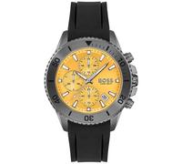 Hugo Boss Admiral Chronograph Men's Watch 1513968 - Yellow Dial Grey Case Black Silicone Strap