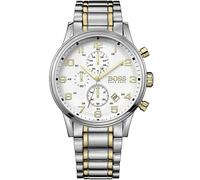 Hugo Boss Aeroliner 1513236 Men's Chronograph Watch - 44mm White Dial Two-Tone Bracelet