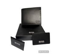 Hugo Boss Asolo Black Leather Bifold Wallet Credit Card Holder Mens Gift Box