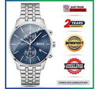Hugo Boss Men's Watch Silver Strap Blue Dial Chronograph Associate 1513839
