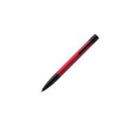 Hugo Boss Ballpoint Pen Brushed Red Refined Red Brushed Aluminium Pen with Black Detail and Textured Rings. Feather Rollerball Pen