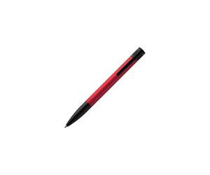 Hugo Boss Ballpoint Pen Brushed Red Refined Red Brushed Aluminium Pen with Black Detail and Textured Rings. Feather Rollerball Pen