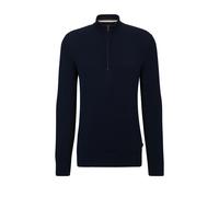 Hugo Boss Black Mens Casualwear Ebrando Half Zip Knitwear Dark Blue Cotton - Size Medium