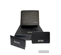 Hugo Boss Coin Pocket Moneme Black Leather Bifold Wallet Mens Gift Box Men Card