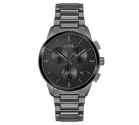 Hugo Boss Dapper 1513929 Men's Quartz Chronograph Watch - 43mm Black Dial Gunmetal Grey Bracelet