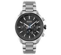 Hugo Boss Distinct 1513857 Men's Chronograph Watch - 46mm Black Dial Silver Steel Bracelet
