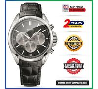 HUGO BOSS Driver HB1512879 Black Leather Strap Dial Chronograph Mens Watch 44mm