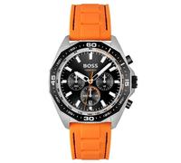 Hugo Boss Energy Men's Chronograph Watch 1513970 - 44mm Black Dial Orange Silicone Strap