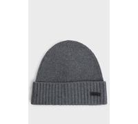 Hugo Boss - Fati Medium Grey Ribbed Beanie Hat In Virgin Wool 50495306 030