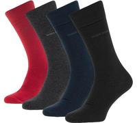 Hugo Boss Gift Set Gift Box 4 (Mixed Black, Blue, Grey, Red) Pairs Mens Socks US 7-13, EU 40-46, UK 6-11