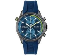 Hugo Boss Globetrotter HB1513821 Men's Chronograph Watch - 46mm Blue Dial Blue Silicone Strap