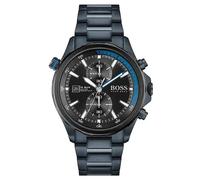 Hugo Boss Globetrotter HB1513824 Men's Chronograph Watch - 46mm Black Dial Blue Bracelet