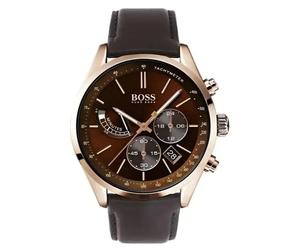 Hugo Boss Grand Prix 1513605 Men's Chronograph Watch - 44mm Brown Dial Brown Leather Strap