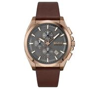 Hugo Boss Grandmaster 1513882 Men's Chronograph Watch - 46mm Grey Dial Brown Leather Strap
