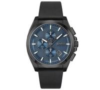 Hugo Boss Grandmaster HB1513883 Men's Chronograph Watch - 46mm Blue Dial Black Leather Strap