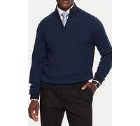 Hugo Boss - H-eltorino 1/4 Zip Virgin Wool Sweater In Dark Blue 50528322 404 - S