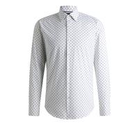 HUGO BOSS H JOE Kent Shirt Men Regular Fit Cotton Long Sleeve, White Pattern