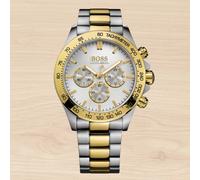 Hugo Boss HB1512960 Ikon Men's Chronograph Watch - Silver/Gold Strap White Dial