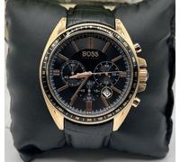 Hugo Boss HB1513092 Driver Mens Black Leather & Rose Gold Chrono Watch