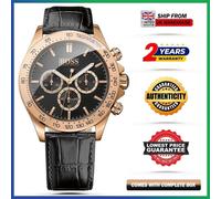 HUGO BOSS HB1513179 Ikon Black Leather Strap Dial Chronograph Mens Watch 44mm