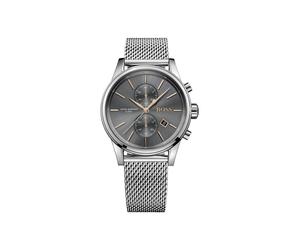 Hugo Boss HB1513440 Men's Stainless Steel Mesh Grey Dial Quartz Watch, 41mm, Date, Mineral Crystal