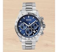 Hugo Boss HB1513755 Hero Sport Lux Mens Silver Stainless Chrono Watch + Gift Bag