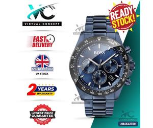 HUGO BOSS HB1513758 Hero Sport Lux Blue Stainless Chronograph Mens Watch 44mm