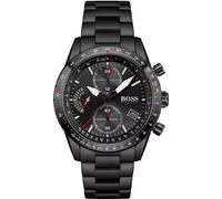 Hugo Boss HB1513854 Pilot Mens' Black Stainless Chronograph Watch + Gift Bag