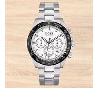 Hugo Boss HB1513875 Men’s Chronograph Watch White Dial Black Bezel Steel