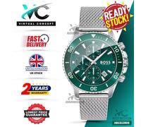HUGO BOSS HB1513905 Admiral Green Dial Stainless Steel Chrono Mens Watch 46mm
