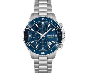 Hugo Boss HB1513907 Admiral Mens' Blue Dial Stainless Chrono Watch + Gift Bag