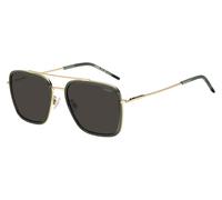HUGO Square Double Bridge Sunglasses- Gold, Gold, Men Gold