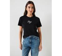 HUGO Cotton-jersey T-shirt with glitter-print details - Style Destrel_3, 50550117 Black XL