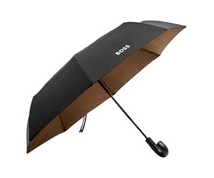 Hugo Boss Iconic Black Folding Umbrella | Automatic Opening and Closing | Man Woman Black, Black, 103 cm Durchmesser // 64 cm Length, Black, 103 cm Durchmesser // 64 cm Länge