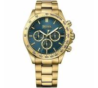 Hugo Boss Ikon HB1513340 Men's Chronograph Watch - 44mm Blue Dial Gold Tone Bracelet