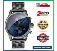 HUGO BOSS JET HB1513677 Chronograph Grey Mesh Strap Blue Dial Mens Watch 44mm