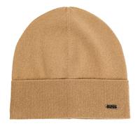 HUGO BOSS Ladies Lari Logo Beanie in Wool & Cashmere, One Size, Beige
